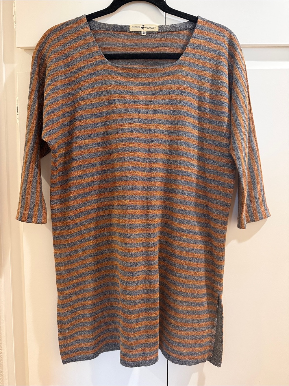 Vintage Hiroko Koshino Japanese Brand Knit Tunic in Rust and Gray Textured Knit